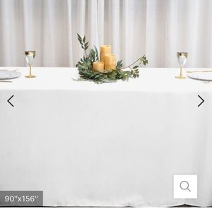 White polyester tablecloth for 8 foot table